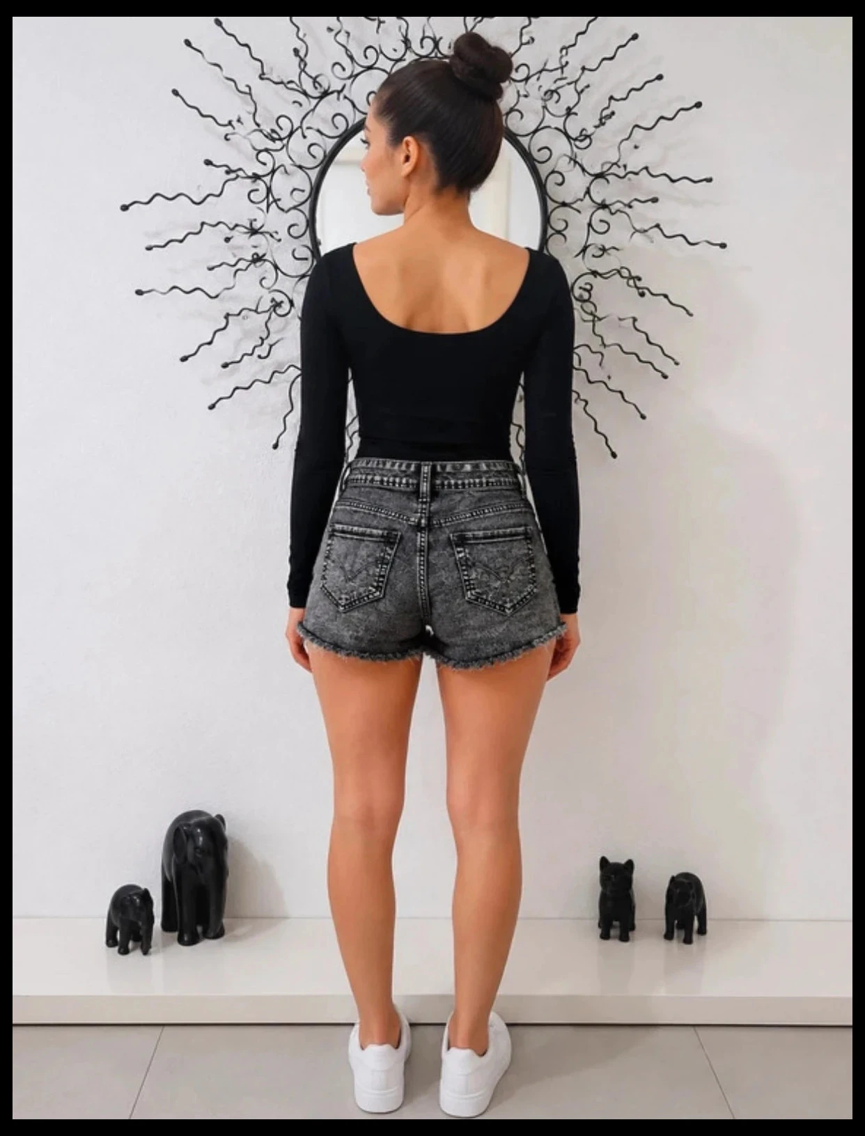 Coolcat Sassy Distressed Denim Mini-Shorts – Size XS – photo 8